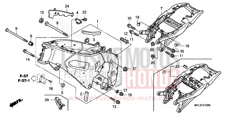 FRAME BODY for CBR1000RR Fireblade WINNING RED (R258) from 2008